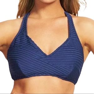 Seafolly freshwater textured ribbed crisscross bikini top